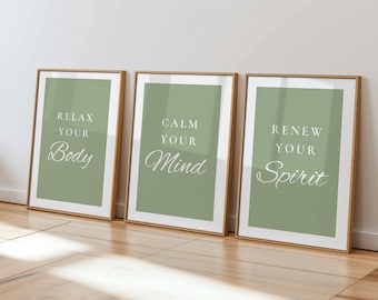 Sage Green Massage Therapy Wall Art, Spa Wellness Decor (Digital Download)