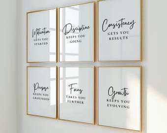 Motivational Quotes Art Prints: Inspirational Office Wall Decor (Digital Download)
