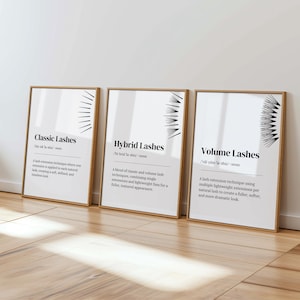 Väggkonst med definition av ögonfransar, dekoration för studiofransar, tryck av konstnär (digital nedladdning)