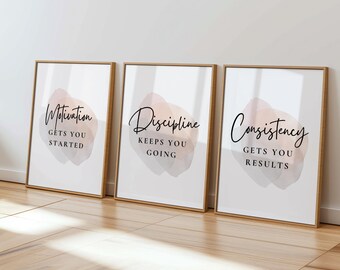 Motivational Office Wall Art: Neutral Decor, Success Print (Digital Download)
