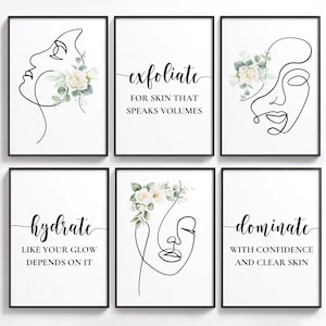 Skincare Wall Art, Skincare Room Decor, Esthetician Wall Art, Esthetician Decor, Exfoliate Hydrate Dominate, Spa Posters, Spa Wall Art Print