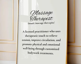 Massage Therapist Definition Wall Art, Massage Room Decor (Digital Download)