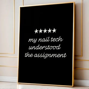 Decoración de pared para técnicos de uñas, lámina con calificación de cinco estrellas, decoración divertida para salones de uñas (descarga digital)