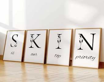 Lámina decorativa para pared con temática de cuidado de la piel, ideal para salas de estética o decoración dermatológica (descarga digital).