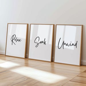 Relax Soak Unwind Bathroom Art: Spa Decor Printable (Digital Download)