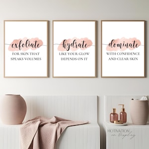 Skincare Wall Art Print, Skincare Room Decor, Esthetician Wall Art, Esthetician Decor, Exfoliate Hydrate Dominate, Spa Posters, Spa Wall Art