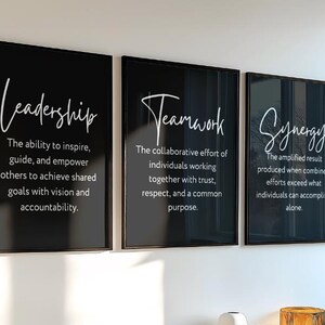 Leadership, Teamwork, Synergy, Office Wall Decor, Office Printable Wall Art, Business Wall Art Print Set of 3, Motivational Wall Prints