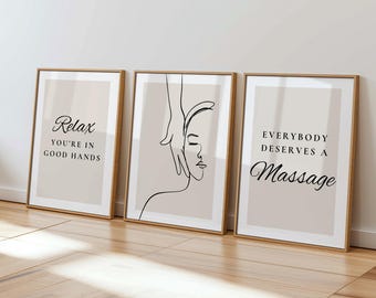 Arte de parede para massoterapia: Decoração de spa para imprimir (Download digital)
