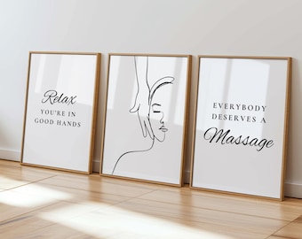Arte de parede para massoterapia: Decoração de spa para imprimir (Download digital)