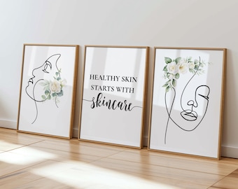 Láminas decorativas para pared con motivos de cuidado de la piel: Decoración para esteticistas (Descarga digital)