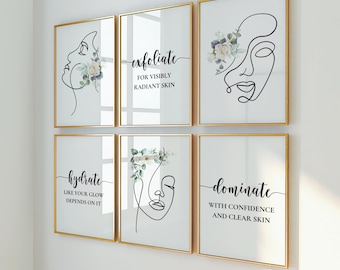 Arte mural imprimible sobre el cuidado de la piel, decoración para esteticistas/dermatólogos, decoración de spa médico (descarga digital)