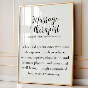 Massage Therapist Definition Printable, Massage Therapist Wall Art Print, Massage Therapist Wall Decor, Spa Wall Art, Definition Wall Art