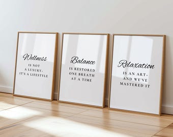 Spa Wall Art Printable: Wellness Decor for Yoga Studio (Digital Download)