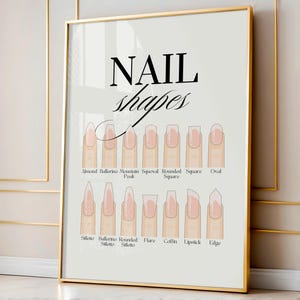 Väggkonst med nagelformer, nagelformer, tryck, minimalistisk nagelsalongdekor (digital nedladdning)