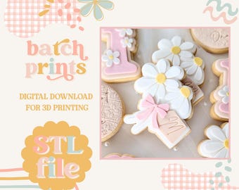 Floral Daisy Bouquet - Cookie stamp and cutter STL file