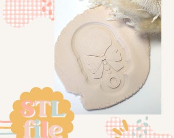 Baby Rattle with Bow - Cookie stamp and cutter STL file for 3D printing (digital file)