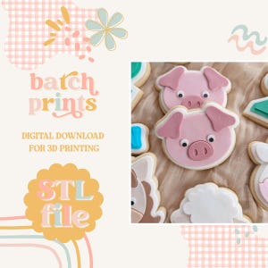 Cute pig face - Cookie stamp and cutter STL file
