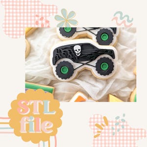 Skeleton Monster Truck - Cookie stamp and cutter STL file