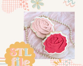 Archivo STL de sello de galleta con flor de rosa