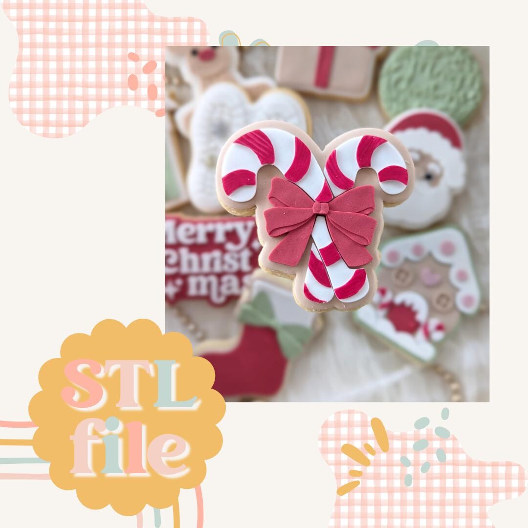 Candy Canes With Bow - Cookie Stamp and Cutter STL File - Etsy