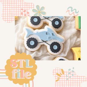 Shark Monster Truck - Cookie stamp and cutter STL file