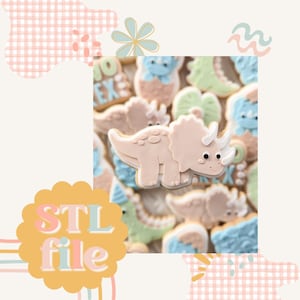 Triceratops Dinosaur - Cookie stamp and cutter STL file