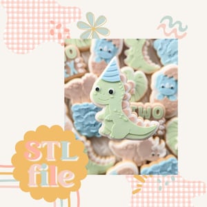 Party T-Rex Dinosaur - Cookie stamp and cutter STL file