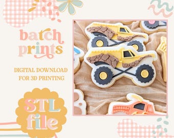 Earth Digger Monster Truck - Cookie stamp and cutter STL file (Digital File)