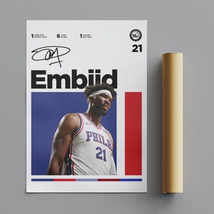 Joel Embiid Philadelphia 76ers Poster, Minimalist Poster, Sports Poster, Wall Art, Premium Matte Vertical Posters, 4K Quality