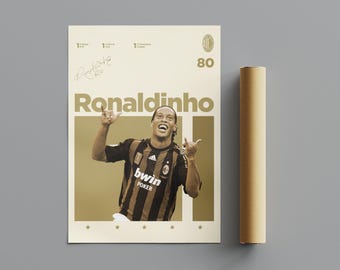 Ronaldinho Poster, Minimalist Poster, Sports Poster, Wall Art, Wall Decor, Premium Matte Vertical Posters, 4K Quality