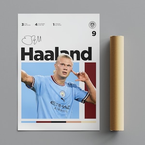 Erling Haaland Poster, Minimalist Poster, Sports Poster, Wall Art, Wall Decor, Premium Matte Vertical Posters, 4K Quality