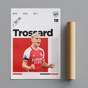 Leandro Trossard-poster, minimalistische poster, sportposter, kunst aan de muur, wanddecoratie, premium matte verticale posters, 4K-kwaliteit