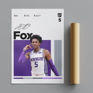Pôster De'Aaron Fox Indiana Pacers, pôster minimalista, pôster esportivo, arte de parede, pôsteres verticais foscos premium, qualidade 4K
