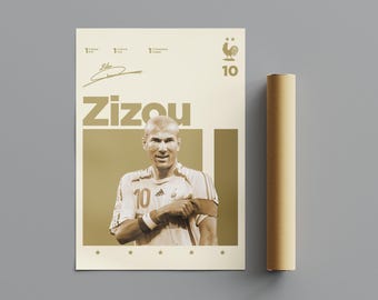 Zinédine &quot;Zizou&quot; Zidane Poster, Minimalist Poster, Sports Poster, Wall Art, Wall Decor, Premium Matte Vertical Posters, 4K Quality