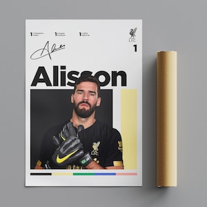 Alisson Becker Poster, Minimalist Poster, Sports Poster, Wall Art, Wall Decor, Premium Matte Vertical Posters, 4K Quality