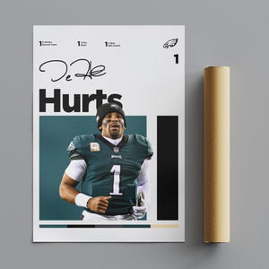 Jalen Hurts Philadelphia Eagles Poster, Minimalist Poster, Sports Poster, Wall Art, Wall Decor, Premium Matte Vertical Posters, 4K Quality