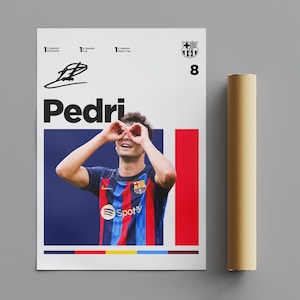 Petro &quot;Pedri&quot; López Poster, Minimalistisches Poster, Sportposter, Wandkunst, Wanddekoration, Premium Matte Vertikale Poster, 4K Qualität