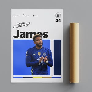 Reece James Poster, Minimalist Poster, Sports Poster, Wall Art, Wall Decor, Premium Matte Vertical Posters, 4K Quality