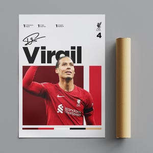Virgil van Dijk Poster, Minimalist Poster, Sports Poster, Wall Art, Wall Decor, Premium Matte Vertical Posters, 4K Quality