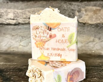 Artisan Handmade  Soap | Natural Cold Process Bar Soap  | Gift Ready| Oats and Honey