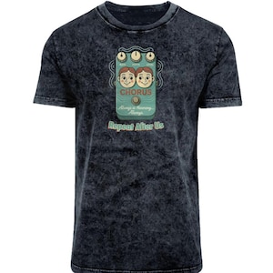 Twin Chorus Pedal Acid Wash T-Shirt – Vintage Harmony Guitar Graphic with a Creepy-Cute Twist