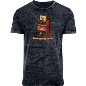 Toasty Overdrive Pedal Acid Wash T-Shirt – Crunchy Guitar Graphic with Breakfast Vibes