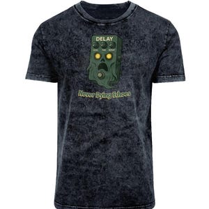 Ghost of Echoes Delay Pedal Acid Wash T-Shirt – Haunted Guitar Effect Graphic for Musicians
