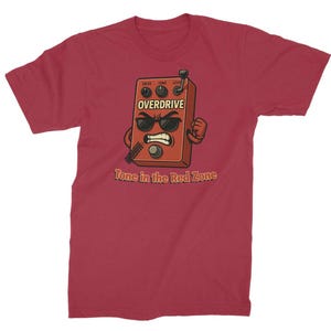 Angry Driver Overdrive Pedal Shirt – Red Zone Guitar Graphic for Musicians