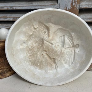 Large Antique ironstone jelly mould with parrot design - antique bird jelly mold - bird jelly mould