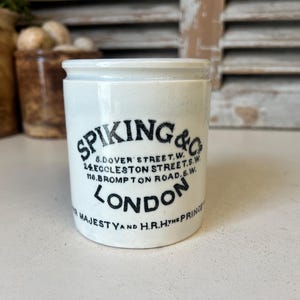 Antique 1lb ironstone Spiking and Vo London marmalade pot - English advertising pot - English ironstone marmalade crock