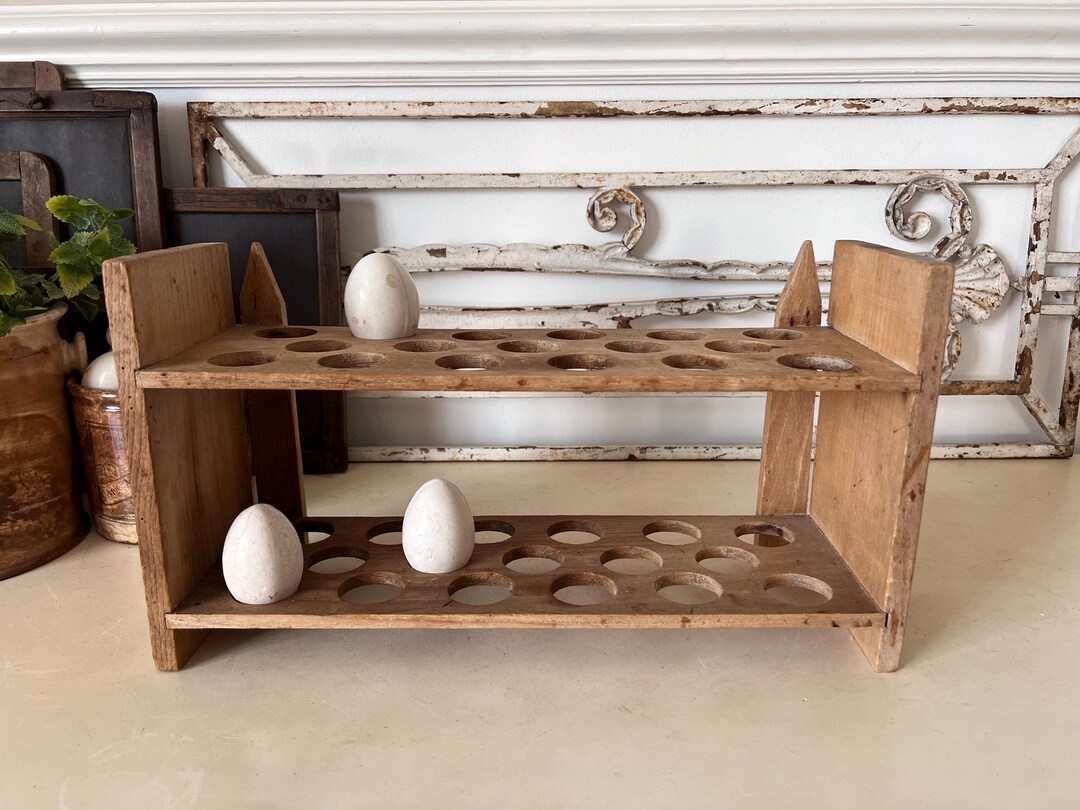 Antique Wooden Egg Rack Vintage Two Tier Egg Rack - Etsy