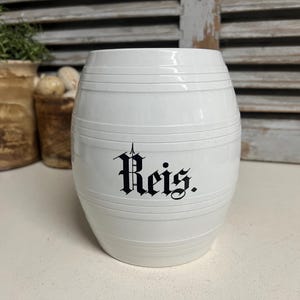 Antique white ironstone storage jar Rice Reis from Villeroy & Boch - ironstone banded jar