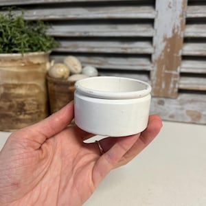 Antique plain white ironstone potted meat pots - white ironstone pot