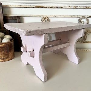 Vintage Lilac milking stool - wooden farmhouse stool